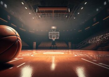 Empty basketball court