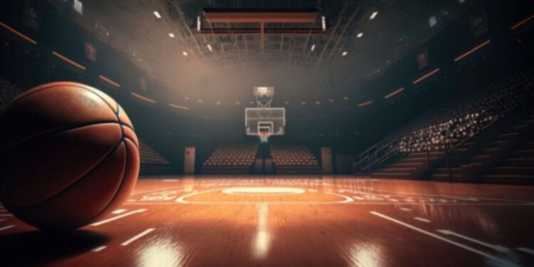 Empty basketball court